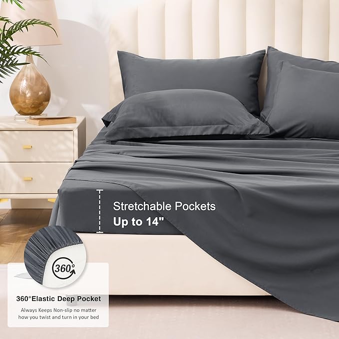 Love's cabin Twin XL Comforter Set Soot Grey, 5 Pieces Twin XL Bed in a Bag, All Season Bedding Sets with 1 Comforter, 1 Flat Sheet, 1 Fitted Sheet, 1 Pillowcase and 1 Pillow Sham