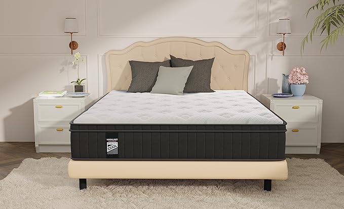 King Mattress, 12 Inch Hybrid Mattress in a Box with Gel Memory Foam and Pocket Spring, Medium Firm Feel, Cooler Sleep & Pressure Relief, 76 * 80 * 12, 120 Nights Risk-Free Trial