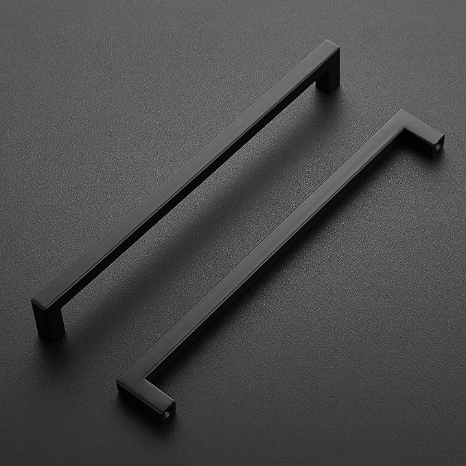 Ravinte 30 Pack Square Cabinet Pulls 10 Inch Black Kitchen Cabinet Handles Matte Black Kitchen Hardware for Cabinet Black Drawer Pulls Black Square Bar Cabinet Pulls Drawer Handles