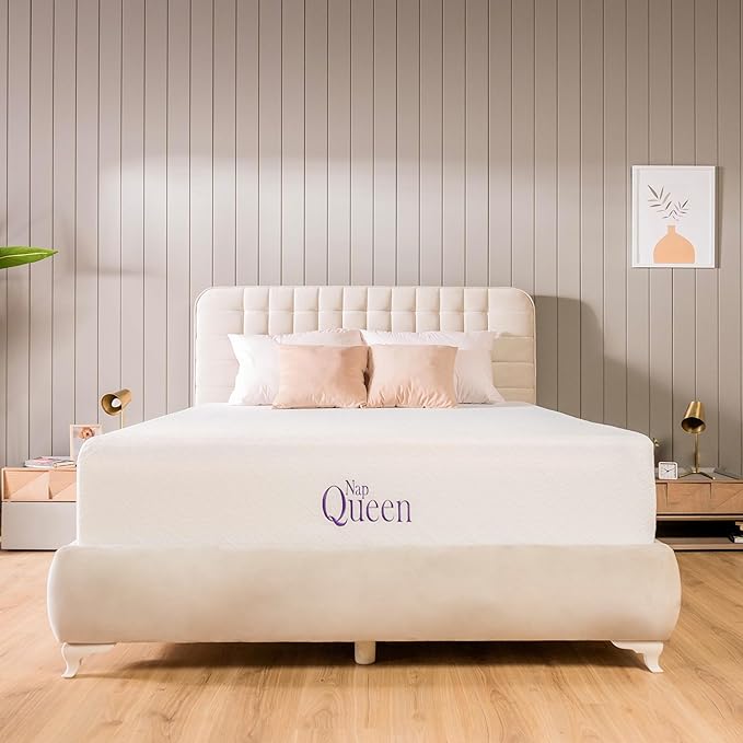 NapQueen 8 Inch Cooling Gel King Size Medium Firm Memory Foam Mattress, Bed in a Box, NQ72