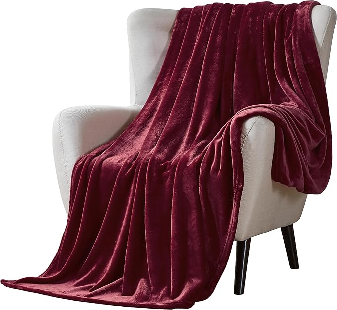 Walensee Fleece Blanket Plush Throw Fuzzy Lightweight (King Size 108x90 Wine) Super Soft Microfiber Flannel Blankets for Couch, Bed, Sofa Ultra Luxurious Warm and Cozy for All Seasons