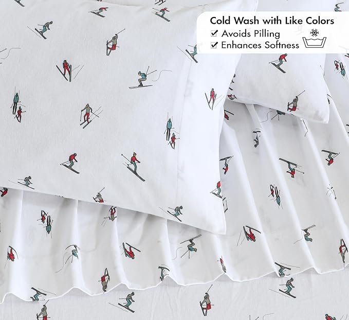 RUVANTI Flannel Sheets Twin Size - 100% Cotton Double Brushed Twin Sheets Set, Deep Pockets 16 Inches, All Seasons Breathable & Extra Soft Bed Sheets, Warm & Cozy, 3 Piece, Flurry Friends