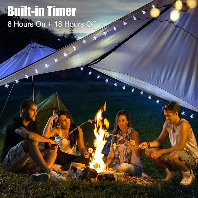 Brightown Star String Lights Battery Operated - 17 ft 50 LED Star Fairy String Lights with Remote and Timer, 8 Modes Waterproof for Bedroom Tent Loft Bed Patio Party Wedding Decor, White