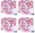 JMEXSUSS 4 Pack 50 LED Fairy Lights Battery Operated, 16.1ft Waterproof Red & White Twinkle Christmas Lights for Gifts Party Wedding Indoor Outdoor Decorations