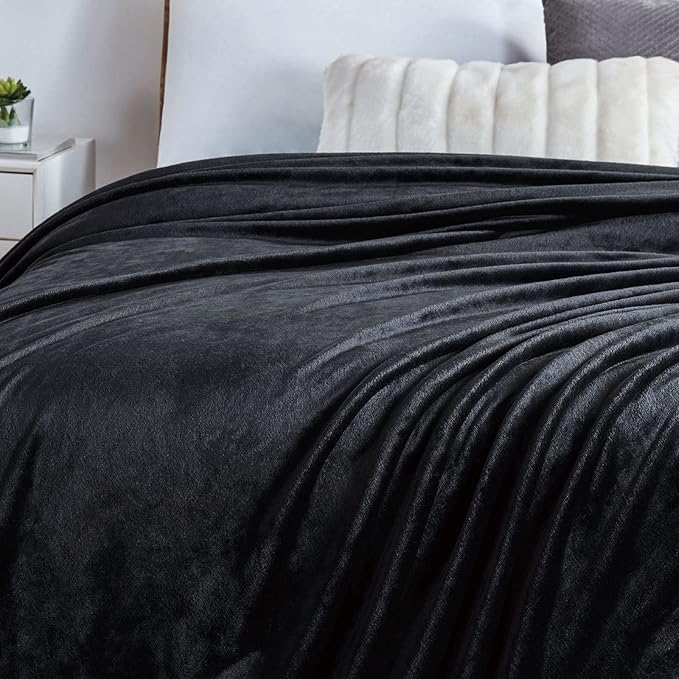 Walensee Fleece Blanket Plush Throw Fuzzy Lightweight (California King Size 108x102black) Super Soft Microfiber Cal King Size Flannel Blankets for Couch, Bed, Sofa Warm and Cozy for All Seasons