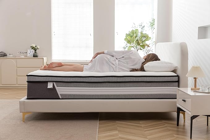 King Mattress,14 Inch King Size Mattress in a Box,Gel Memory Foam and Innerspring Hybrid Mattresses with Individual Pocket Spring for Motion Isolation,Medium Firm Feel,CertiPUR-US