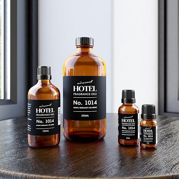 AirScent Hotel Diffuser Oil No. 1014 Inspired by The Iconic 5-Star Hotel Coastal Blend - Lemon Bergamot Sea Breeze - 500 mL Bottle - Fragrance Oil for Ultrasonic and Waterless Diffusers and Crafting