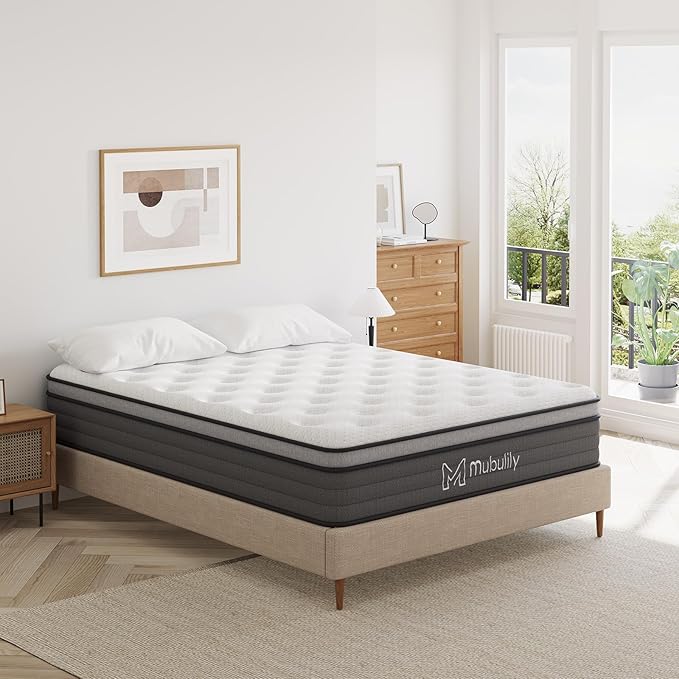 Queen Mattress,12 Inch Memory Foam Mattress Queen Size,Queen Size Mattresses Made of Foam and Individual Pocketed Springs,Strong Edge Support,Decompression,Cool and Breathable