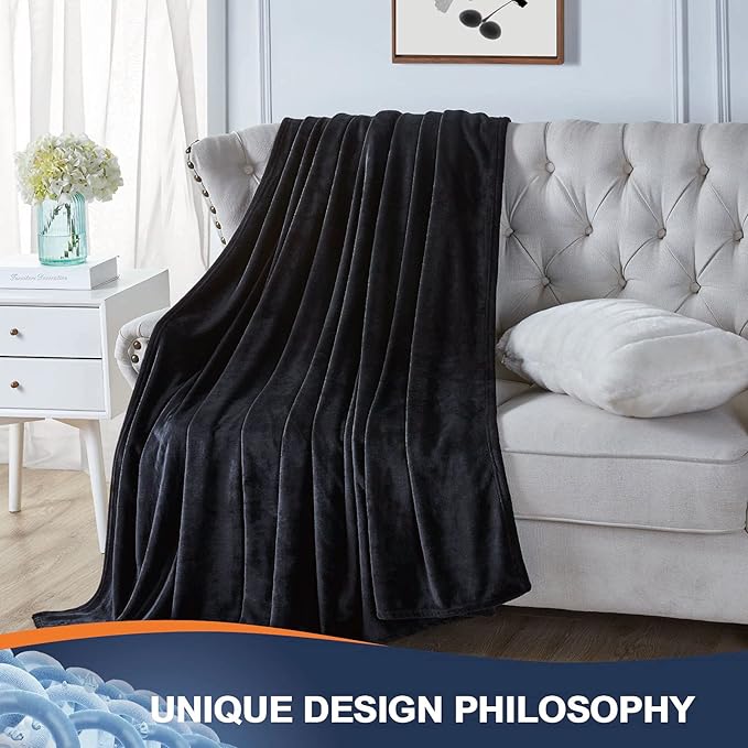 Walensee Fleece Blanket Plush Throw Fuzzy Lightweight (California King Size 108x102black) Super Soft Microfiber Cal King Size Flannel Blankets for Couch, Bed, Sofa Warm and Cozy for All Seasons