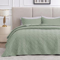 Love's cabin King Size Quilt Bedding Set Sage Bedspreads - Bed Summer Lightweight Bedspread Comforter - Wave Pattern Bedding Coverlet for All Season - 3 Pieces (1 Quilt, 2 Pillow Shams)