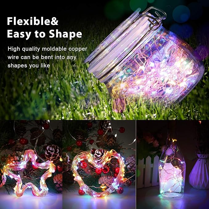 USB Powered String Light, 1 Pack USB Plug in Copper Wire Fairy Lights for Indoor, Bedroom Festival Christmas Wedding Party Patio Decorative Window with USB Interface (33ft./10M,Multi Color)
