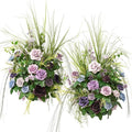 Ling's moment 41" Tall Fall Free Standing Artificial Flowers Arrangements 2pcs Wedding Aisle Runner Chair Decoration Fake Sage Purple for Arch Entryway Ceremony Reception Church Rose Floral Party