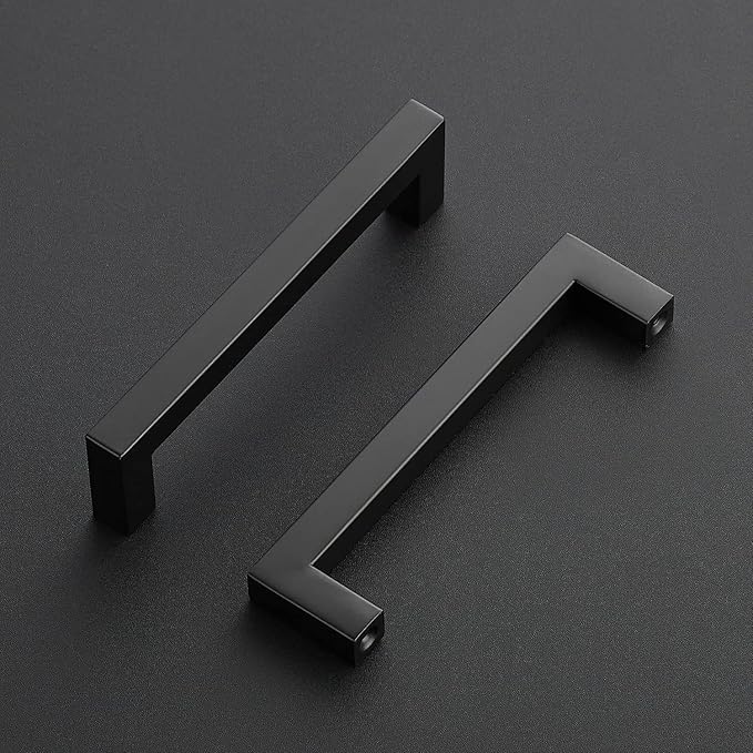 Ravinte 3 Pack Black Cabinet Pulls 5 Inch Square Kitchen Cabinet Handles Matte Black Kitchen Hardware for Drawer Pulls Drawer Handles Come with Screwdriver