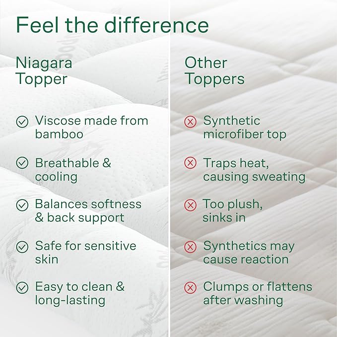 Ultra Soft California King Size Mattress Topper - Viscose Made from Bamboo Pillow Top Mattress Pad for Back Pain Relief - Naturally Cooling for Hot Sleepers, White