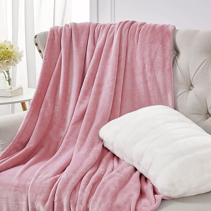 Walensee Fleece Blanket Plush Throw Fuzzy Lightweight (King Size 108x90 Blush) Super Soft Microfiber Flannel Blankets for Couch, Bed, Sofa Ultra Luxurious Warm and Cozy for All Seasons