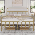 Yaheetech Classic Metal Platform Bed Frame Mattress Foundation with Victorian Style Iron-Art Headboard/Footboard/Under Bed Storage/No Box Spring Needed/Queen Size Antique Gold
