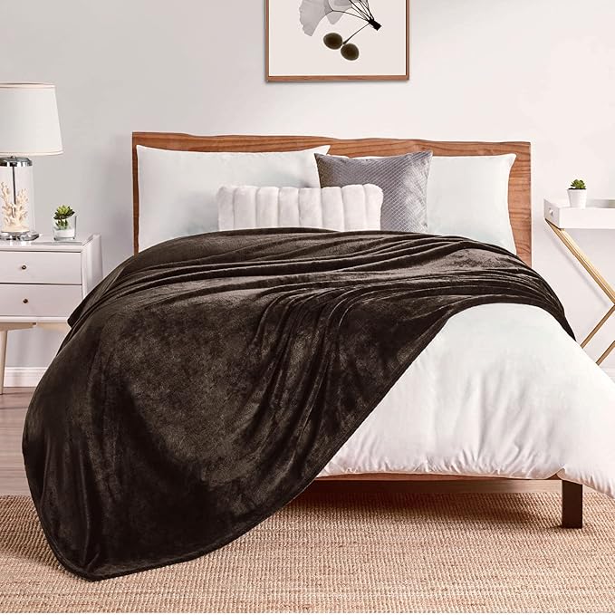 Walensee Fleece Blanket Plush Throw Fuzzy Lightweight (Throw Size 50x60 Brown) Super Soft Microfiber Flannel Blankets for Couch, Bed, Sofa Ultra Luxurious Warm and Cozy for All Seasons