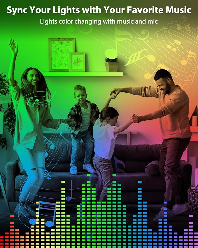 ASOKO 200 Lumens RGB Under Cabinet Light Plug in, 3 Pack 12 inch Linkable Counter Lights, Music Sync RGB LED Strip Lights with APP & Remote Control, Ambient Lights for Room Decor