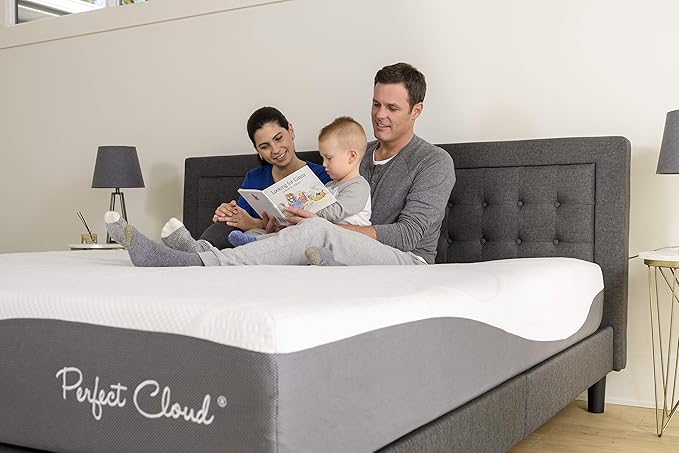 Perfect Cloud Made in The USA UltraPlush Charcoal-Infused 10 inch Memory Foam Mattress - Pressure Relieving - Bed-in-a-Box (Queen)