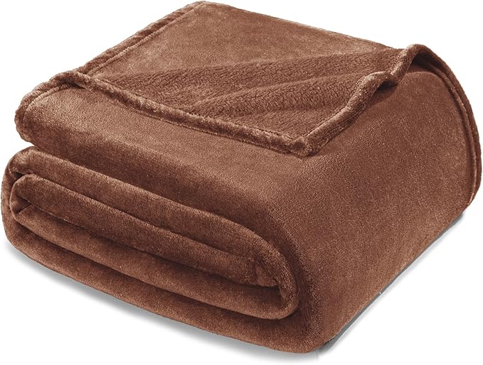 Exclusivo Mezcla Fleece Blanket Queen Size for Bed, Super Soft and Warm, All Season Use, Cozy, Plush, Lightweight, 90x90 Inches, Brown