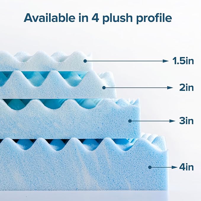 ZINUS 3 Inch Swirl Gel Cooling Memory Foam Mattress Topper, Smaller, More Convenient WonderBox Packaging, Cooling, Airflow Design, CertiPUR-US Certified, Full