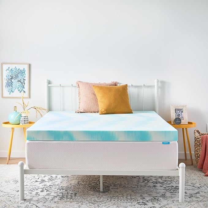Linenspa 4 Inch Gel Swirl Memory Foam Mattress Topper – Cooling Gel Infused – Pressure Relieving Bed Topper - Mattress Pad – CertiPUR Certified - California King Size