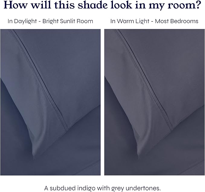 California Design Den Natural 100% Cotton Sheets, Twin Sheets Set, 400 Thread Count Sateen Bedding for Dorm Rooms & Adults, Deep Pockets with All Around Elastic, Cool & Durable - Indigo Dusty Blue