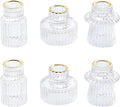Vixdonos Taper Glass Candlestick Holders Tealight Candle Holders for Table Centerpieces, Wedding Decor and Dinner Party (6 Pcs, Gold Rim Clear)