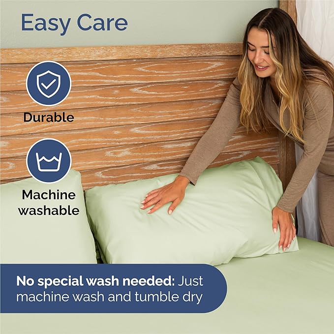 Full 6 Piece Sheet Set - Comfy Breathable & Cooling - Ultra-Soft Hotel Luxury Bedding Set with 8-16 Inch Deep Pockets - 1 Flat & 1 Fitted Sheet & 4 Pillowcases - Wrinkle Free & Easy Care - Light Sage