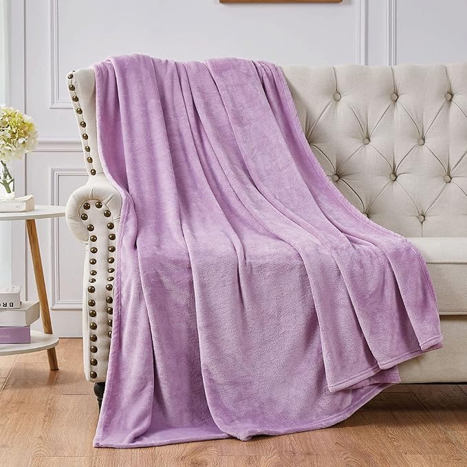 Walensee Fleece Blanket Plush Throw Fuzzy Lightweight (XL-Twin Size 66x90 Lilac) Super Soft Microfiber Flannel Blankets for Couch, Bed, Sofa Ultra Luxurious Warm and Cozy for All Seasons