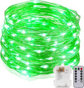 String Lights,LED Copper Wire Lights, Each Set 33ft/10M 100LEDs and 2 Remote Control.AA Battery Powered,Decor Rope Lights for Holiday,Wedding, Parties.(Green)