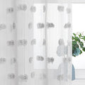MYSKY HOME Grey Curtains for Bedroom Windows 2 Panels Pom Pom Sheer Curtains 84 Inch Long for Living Room Nursery Kids Room Rod Pocket Boho Farmhouse Dining Room Window Drape 52 x 84 inch