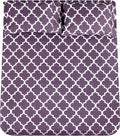 Mejoroom Queen Bed Sheet Set - Super Soft Brushed Microfiber 1800 Thread Count Queen Sheets with 16 inch Deep Pocket - Wrinkle Free - 4 Piece(Queen, Purple Quatrefoil with White Pattern)