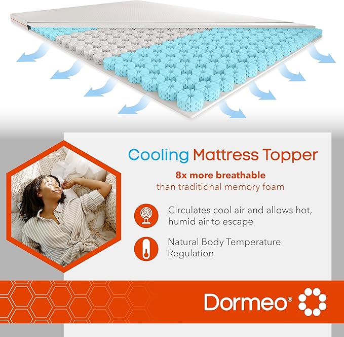 Dormeo RV Short Queen Cooling Mattress Topper, 3-Inch with Octaspring® Technology for Optimal Back Support, Medium Firmness