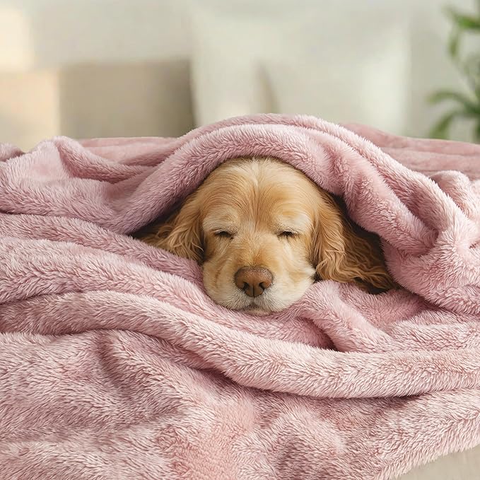 Exclusivo Mezcla Plush Fuzzy Fleece Bed Blanket King Size, Super Soft, Fluffy and Warm Blankets, Suitable for All Seasons (Dusty Pink, 90x104 Inches)