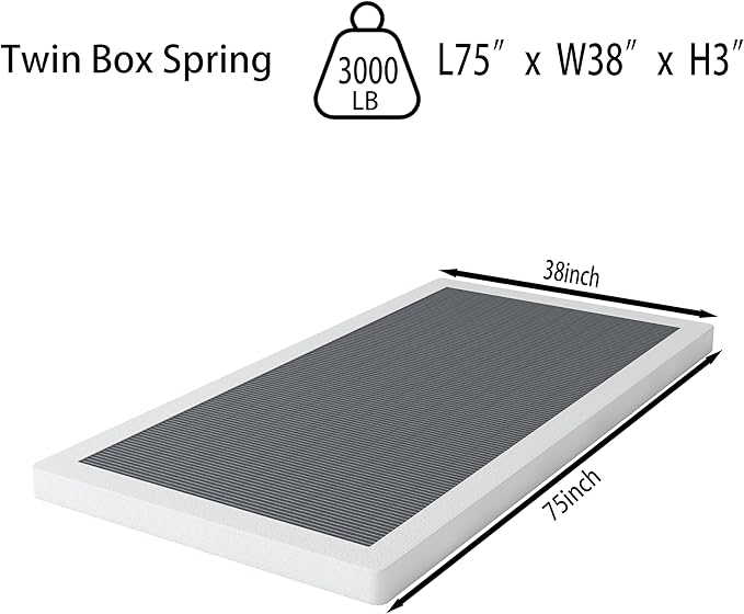 Low Profile Box Spring Twin - 3 Inch Box Spring for Twin Heavy Duty Bed Foundation Metal Bed Base Easy Assembly