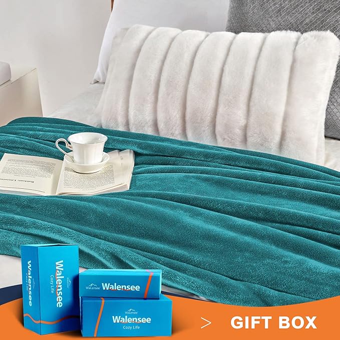 Walensee Fleece Blanket Plush Throw Fuzzy Lightweight (XL-Twin Size 66x90 Teal) Super Soft Microfiber Flannel Blankets for Couch, Bed, Sofa Ultra Luxurious Warm and Cozy for All Seasons