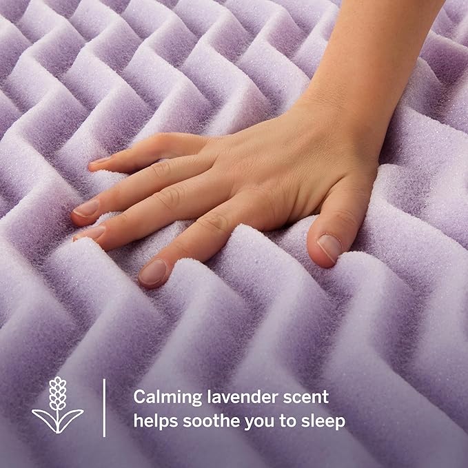LUCID Zoned Memory Foam Mattress Topper, Full, Lavender