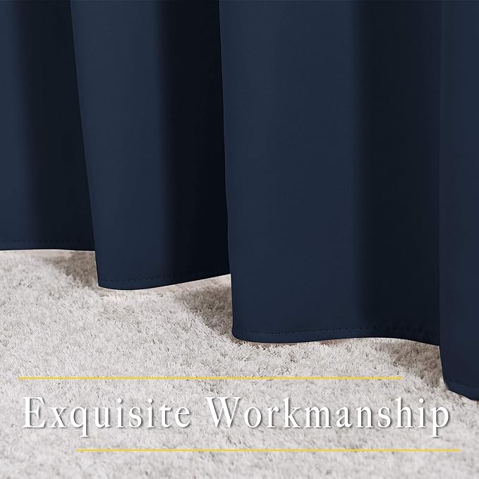 NICETOWN Blackout Room Divider Curtains 118 inches Long, Grommet Thermal Window Treatments Sound Reducing Drapes for Sliding Glass Door, Navy Blue, W66 x L118, 2 Pieces