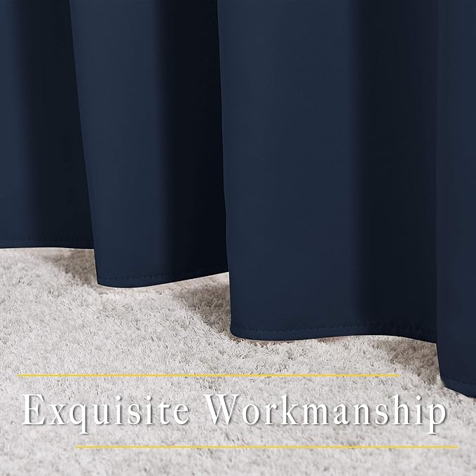 NICETOWN Living Room Window Curtain Drapes Extra Long & Wide - Bedroom Panels Grommet Top Window Treatment for Hall & Guest Room (W80 x L108, Navy, 2 Pieces)