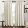 RYB HOME Living Room and Dining Room Curtains and Drapes Linen Sheer, Light Filtering Curtains 120 inches Long, Weave Textured/Rod Pocket, Cream Colored, W 52 x L 120 inches, 2 Panels Set