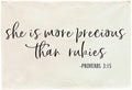 Christian Bible Verse Scripture Rectangular Banner Flag Wall Sign Decor Gift for Baby Girl Women-Nursery Baby Room Bedroom Decor-Baby,Shower Birthday Christmas Gift-She Is More Precious Than Rubies
