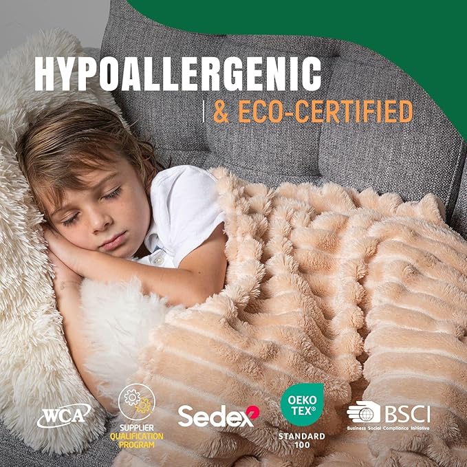 GO Premium Comfy Soft Queen Blanket - Beige Fleece Blanket for Couch, Bed - Living Room, Bedroom, Home Decor - 90x90 Inches