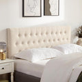 Tufted Upholstered Headboard King Size, Solid Wood Head Board with Durable Metal Legs, Adjustable Height Bed headboard from 37” to 51” Fabric Headboard in Modern Button Design, Beige
