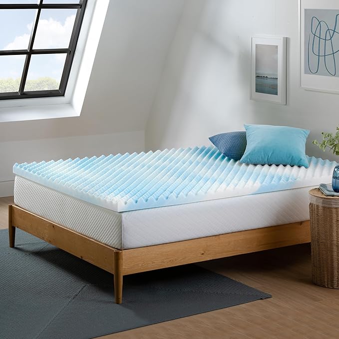 ZINUS 2 Inch Swirl Gel Cooling Memory Foam Mattress Topper, Smaller, More Convenient WonderBox Packaging, Cooling, Airflow Design, CertiPUR-US Certified, King