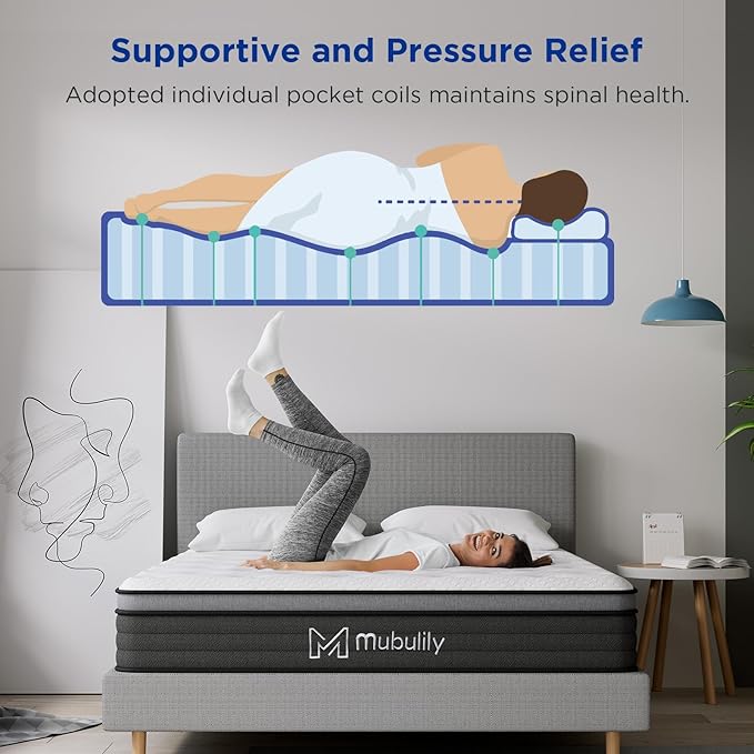 Full Mattress,9.8 Inch Hybrid Mattress in a Box with Gel Memory Foam,Motion Isolation Individually Wrapped Pocket Coils Mattress,CertiPUR-US.