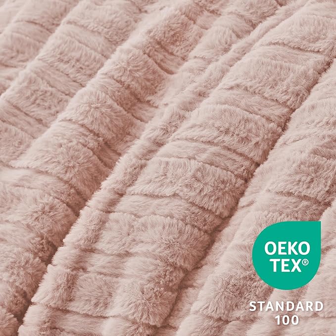 BEDELITE Fleece King Comforter Set -Super Soft & Warm Fluffy Pink Faux Fur Bedding, Luxury Fuzzy Heavy Bed Set for Winter with 2 Pillow Cases
