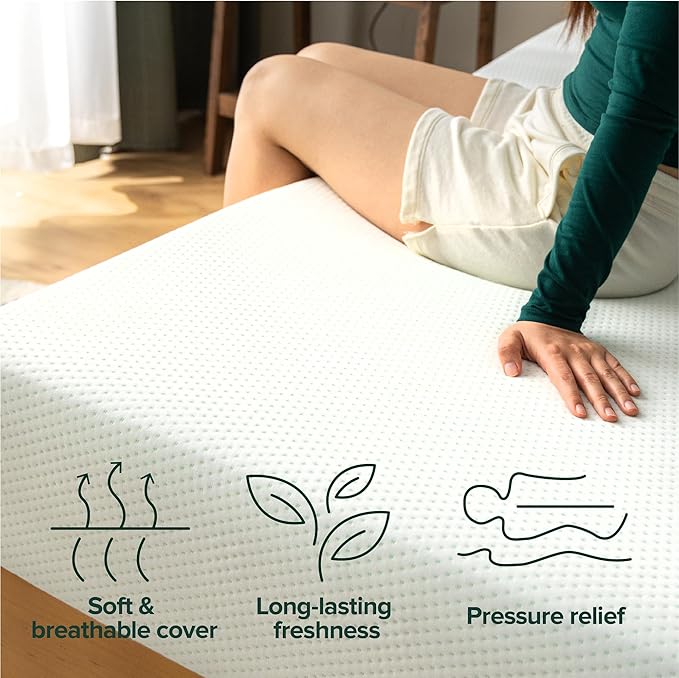 ZINUS 8 Inch King Green Tea Memory Foam Mattress [New Version], Fiberglass free, Medium Firm Feel, Zoned Pressure Relief, Certified Safe Foams & Fabric, Mattress in A Box