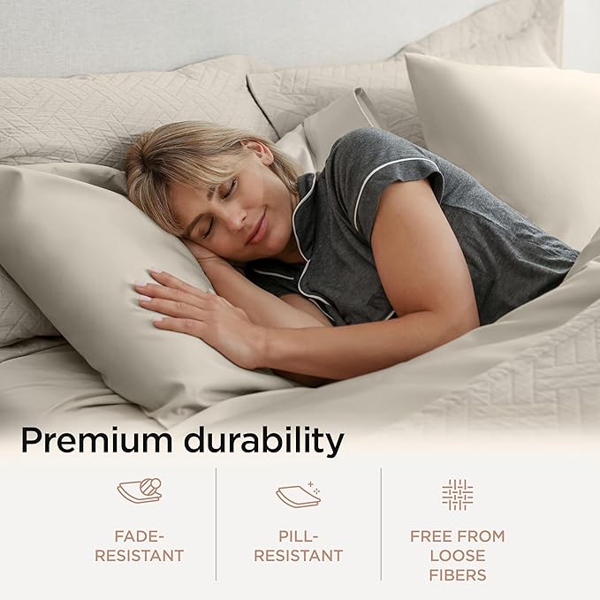 Threadmill Queen Sheet Set | 800 Thread Count Queen Bed Sheets for Queen Mattress with 16” Deep Pocket | Sateen Weave, Better Than Egyptian Cotton, 4-Piece Bedding Set with Cooling Effect | Taupe