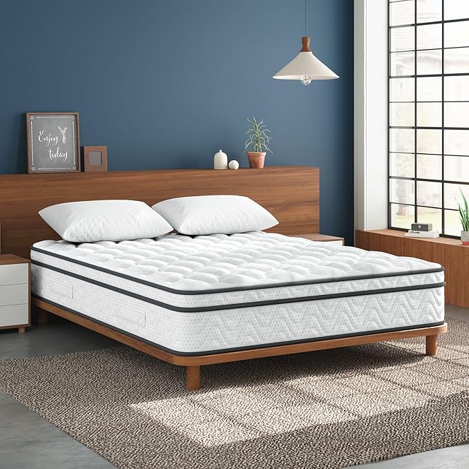 Vesgantti Full Mattress 10 Inch, Fiberglass-Free | Cool Sleep Hybrid Double Mattress in a Box - Memory Foam & Pocket Springs, Ergonomic Design, Pressure Relief, Medium Firm Feel, 54"×75"×10"